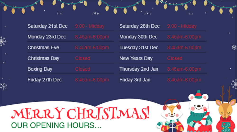 Xmas Opening Hours